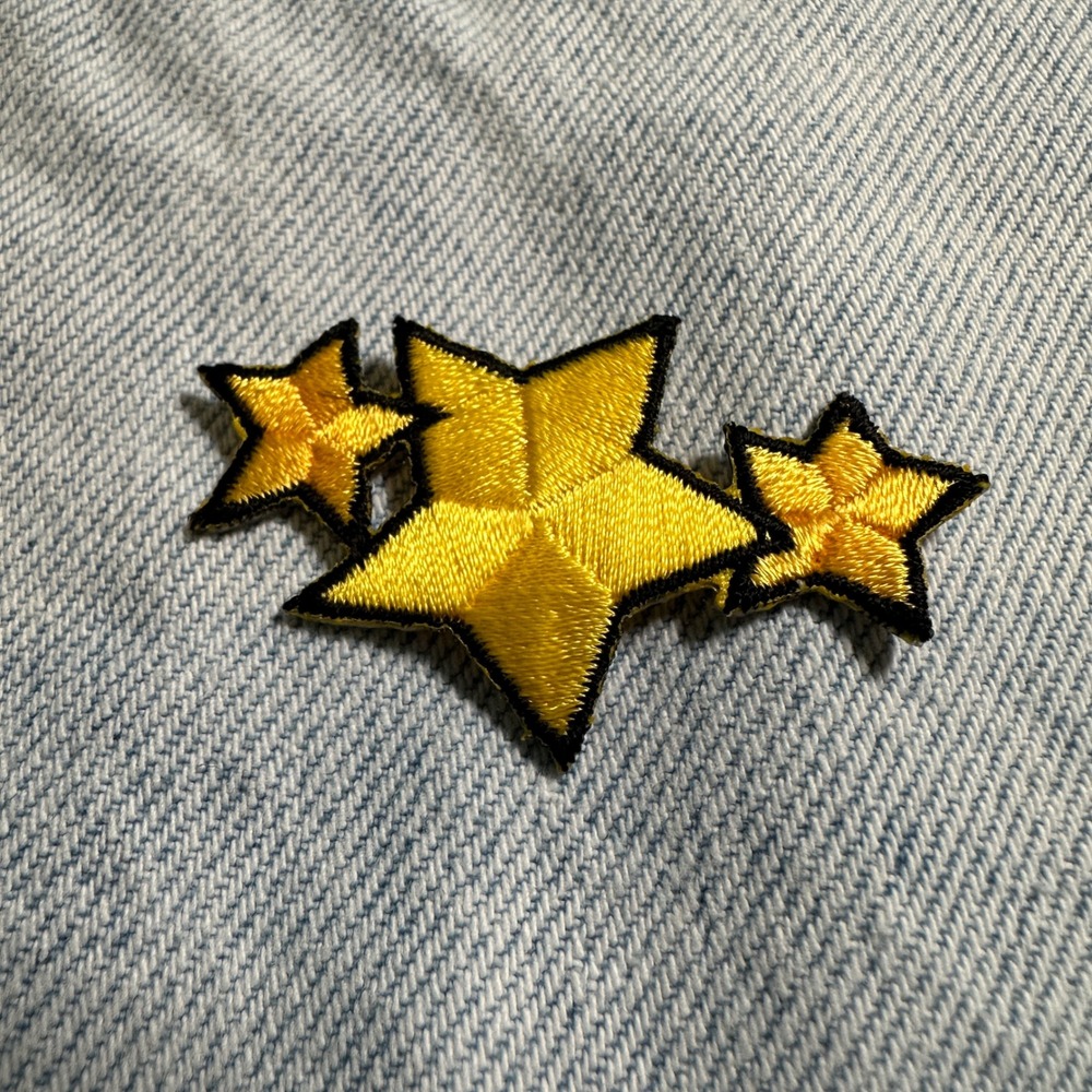 Small Star Cluster Iron‎ On Patch Yellow Applique Embroidered Sew On DIY Craft